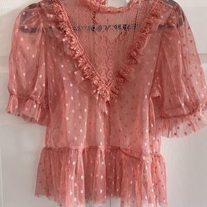 Blashe romantic victorian sheer polka dot ruffles Size Large